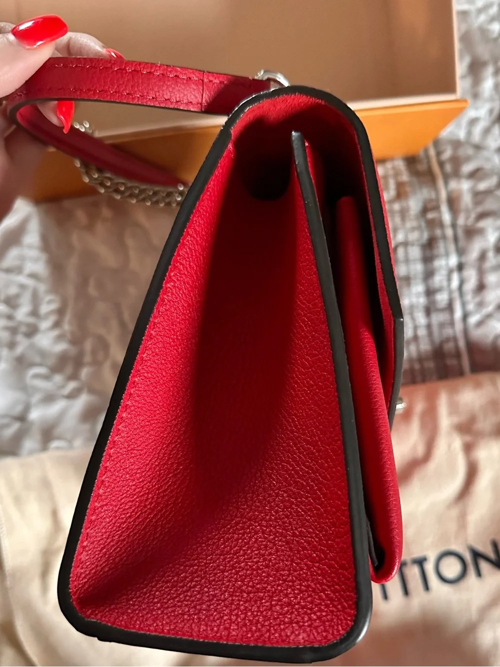 Louis Vuitton Mylockme BB in color RUBY